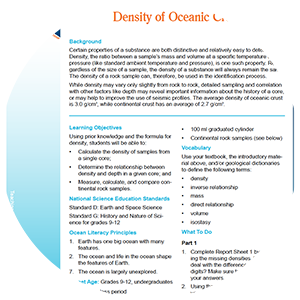thumbnail photo for the density of oceanic crust lesson plan