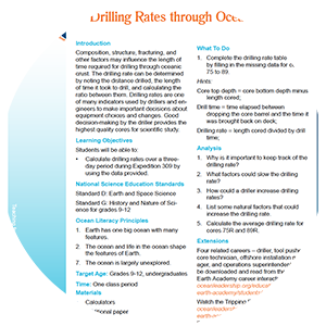 thumbnail of the drilling rates through oceanic crust lesson plan