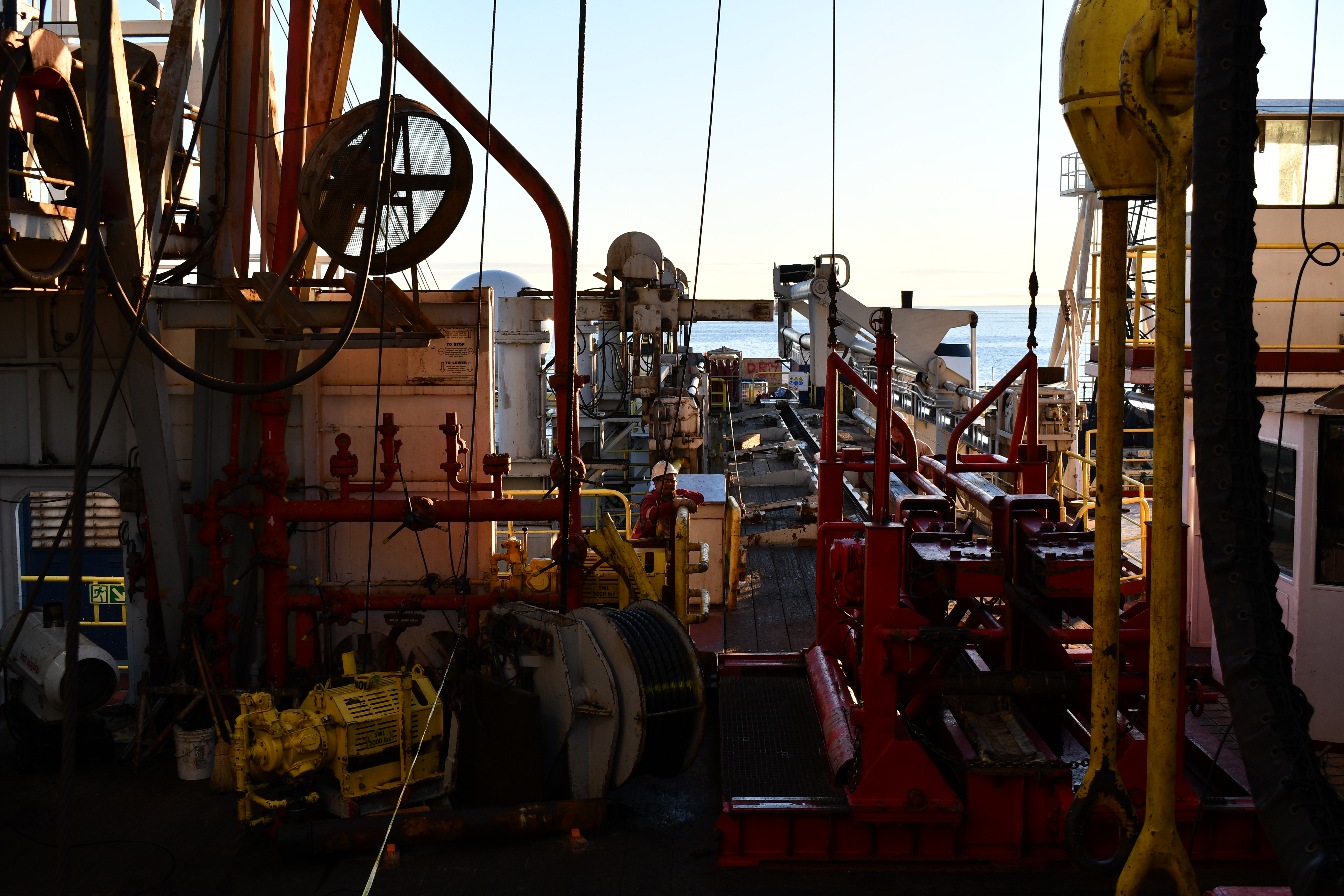 View of the drill floor with lots of machinery