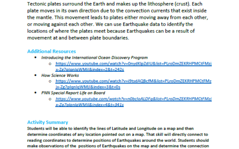 Earthquakes and Plate Boundaries