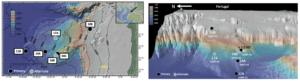 Maps showing bathymetry of the Promontório dos Principes de Avis and planned drill sites for Exp. 397.