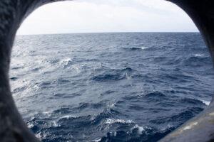 ocean waves seen from the ship.