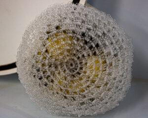 crocheted diatom made of clear fishing line