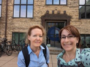 Two women outside GEUS office building in Copenhagen, Denmark