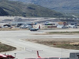 LC130 aircraft on the runway in Greenland