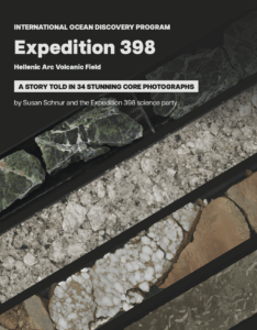 Book cover featuring four cores from Expedition 398.